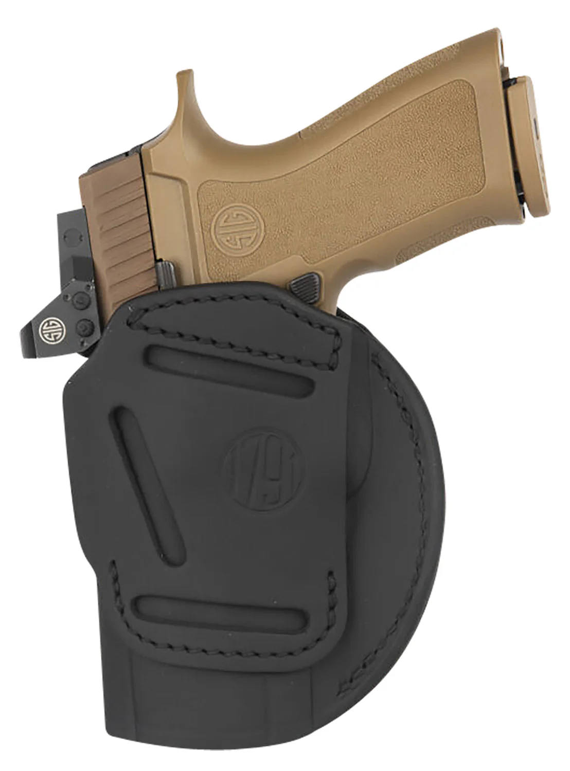 1791 Gunleather 4WH6SBLR 4-Way  IWB/OWB Size 06 Black Leather Belt Clip Compatible w/ Springfield XDM/Glock 20 Right Hand