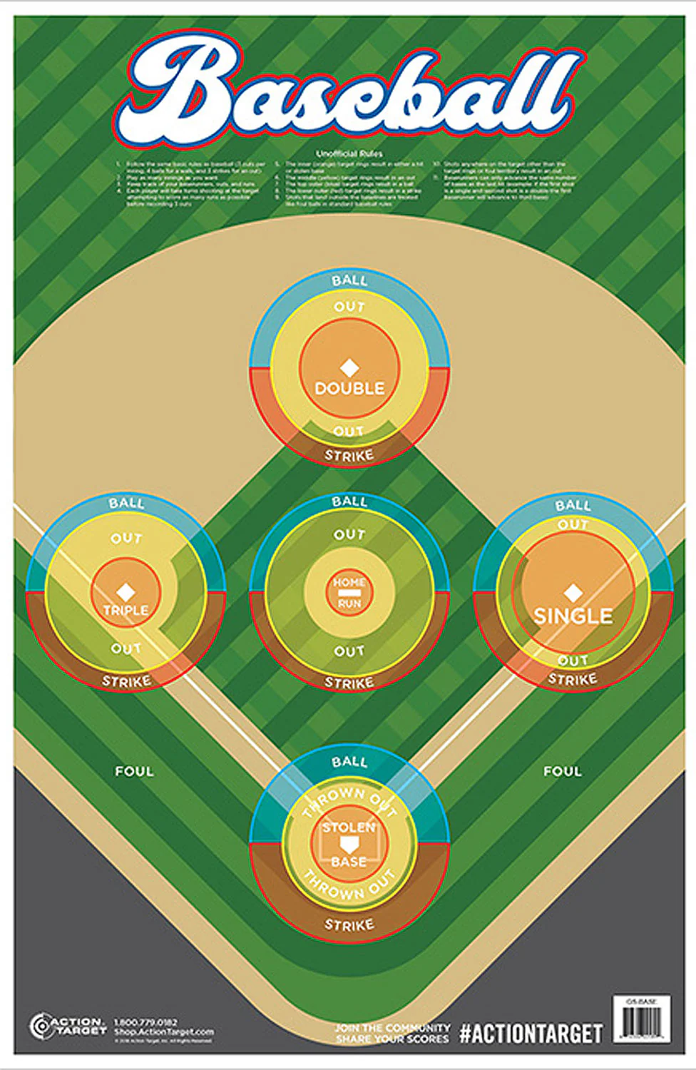 Action Target GSBASE100 Entertainment Ball Field Paper Hanging 23" x 35" Multi-Color 100 Per Box