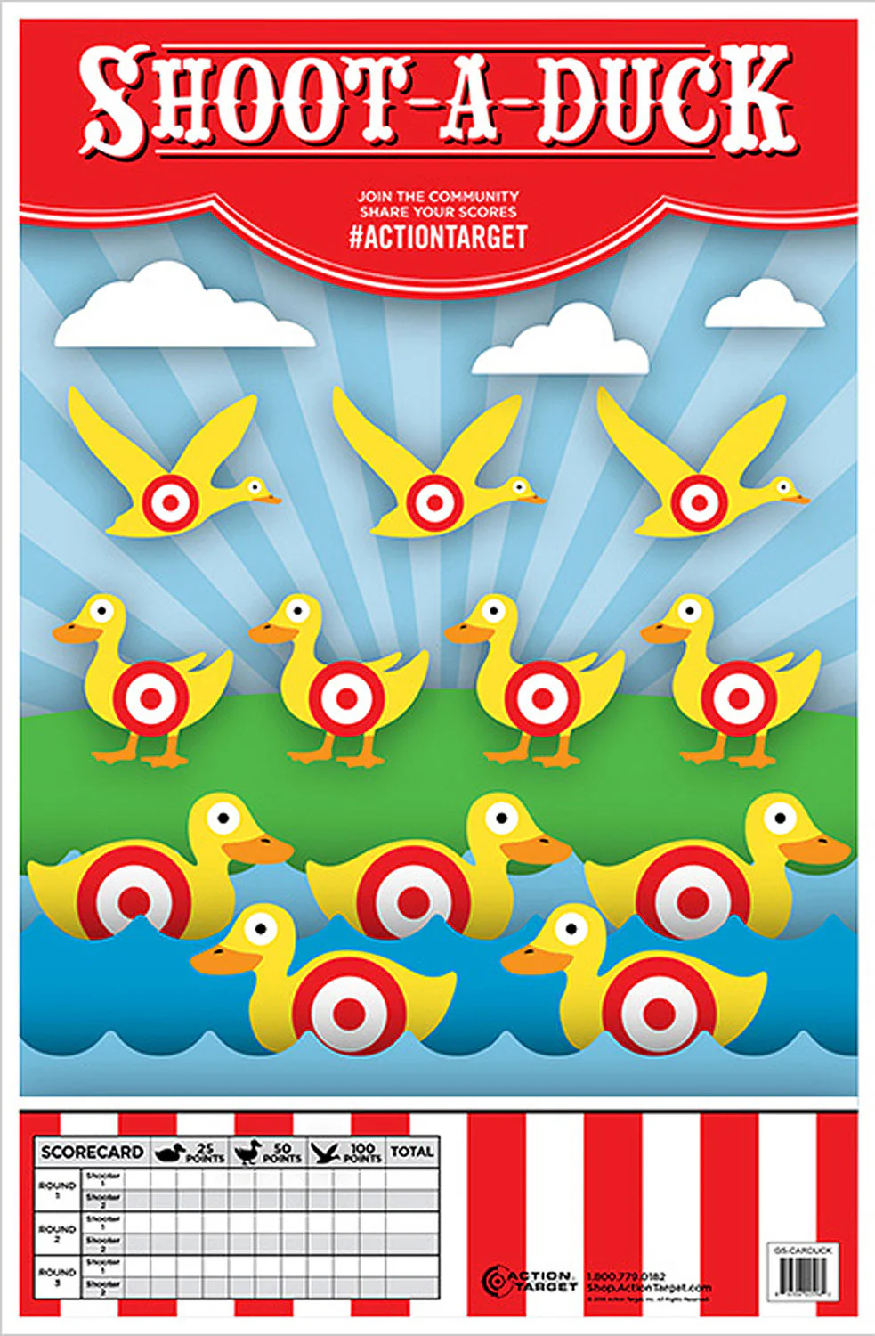 Action Target GSCARDUCK100 Entertainment Ducks Paper Hanging 23" x 35" Multi-Color 100 Per Box