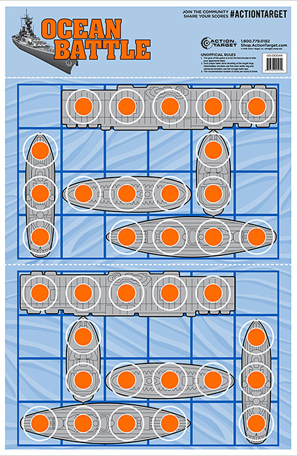 Action Target GSOCEAN100 Entertainment  Ships Paper Hanging 23" x 35" Blue/Red 100 Per Box