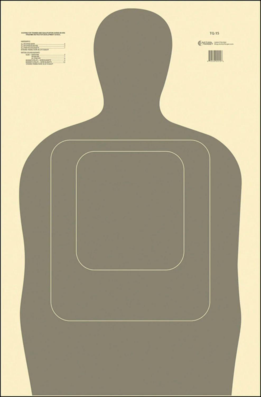 Action Target TQ15GRAY100 Qualification Standard Silhouette Paper Hanging 24" x 45" Gray/White 100 Per Box