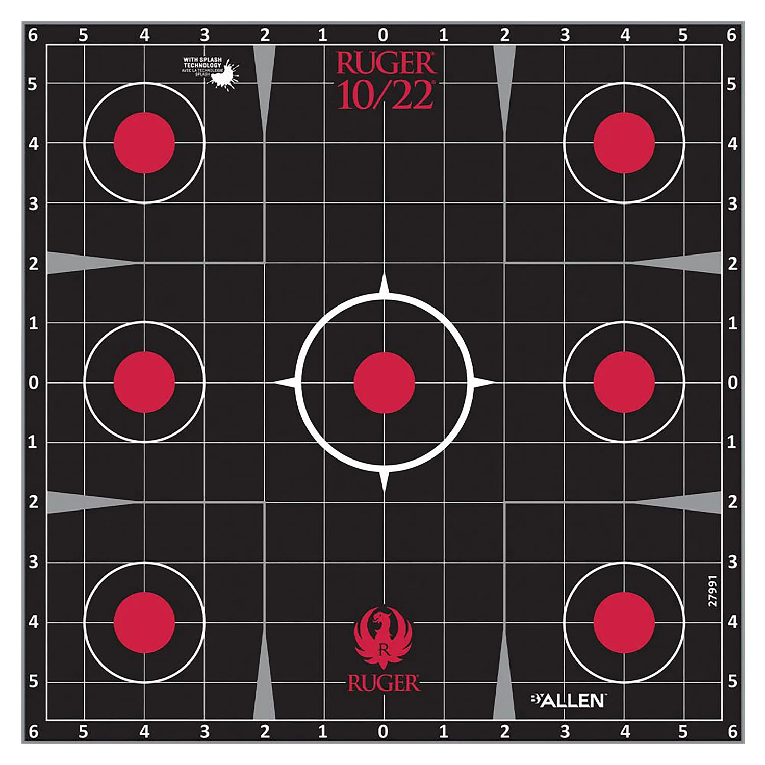 Allen 28001 Ruger 10/22 Splash Adhesive Target Kit Self-Adhesive Paper 17.5" X 13.5" Black/Red Includes 3 Paper Targets