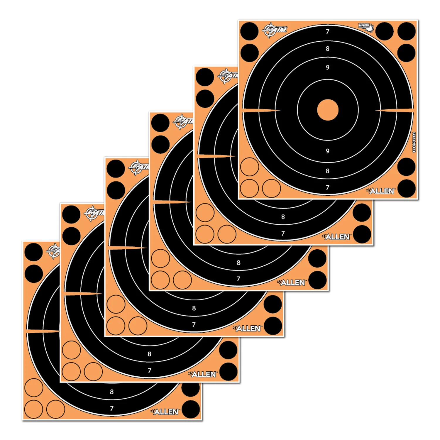EZ-Aim 15316 Splash Reactive  Self-Adhesive Paper Black/Orange 8" Bullseye 6 Pack