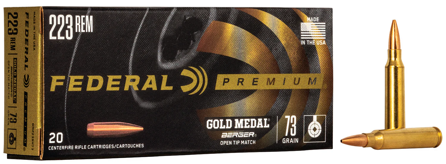 Federal GM223BH73 Premium Gold Medal 223Rem 73gr Berger Open Tip Match