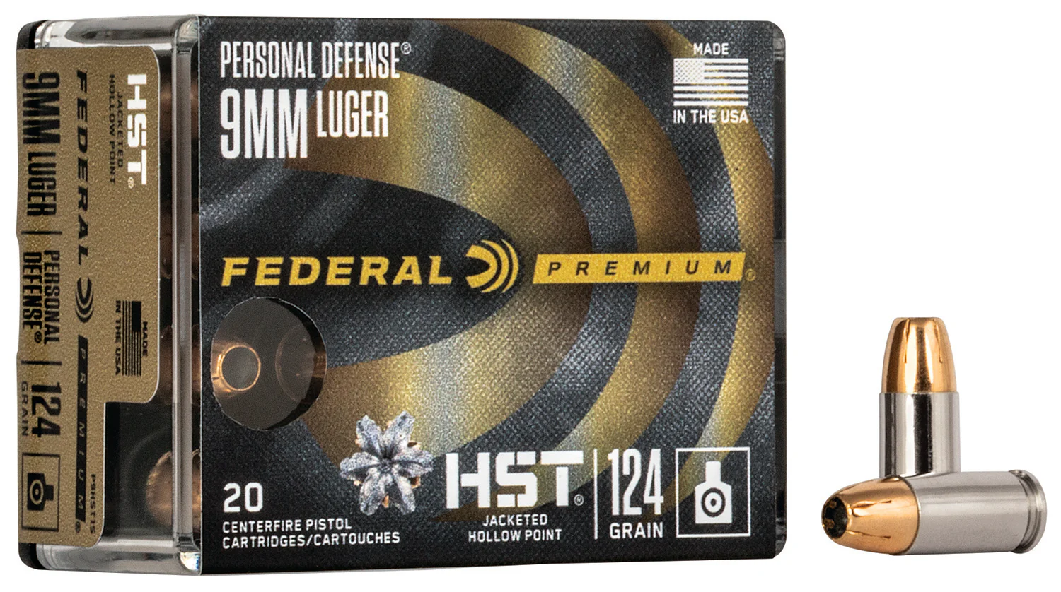Federal P9HST1S Premium Personal Defense 9mmLuger 124gr HST Jacketed Hollow Point