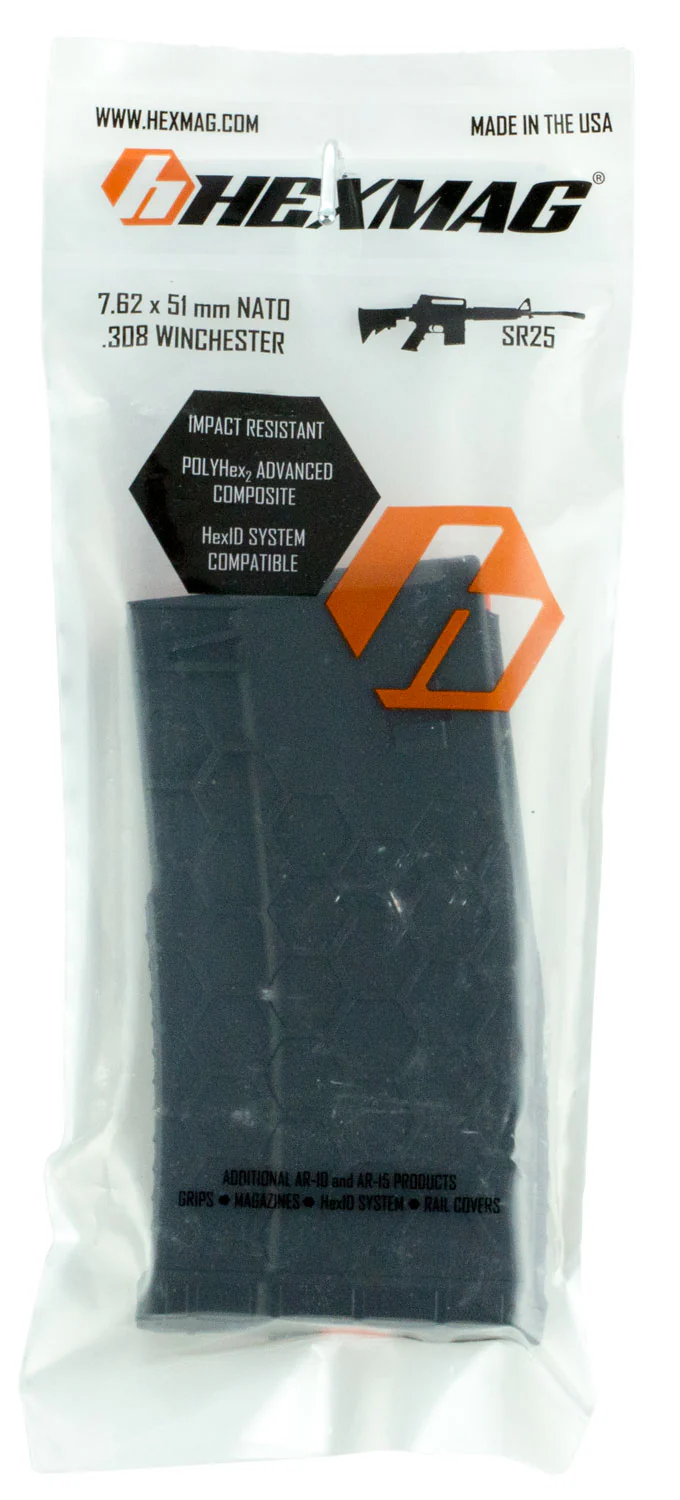 Hexmag HX20SR2551BL SR-25  Black Detachable 20rd 308 Win 7.62x51mm NATO for AR-10