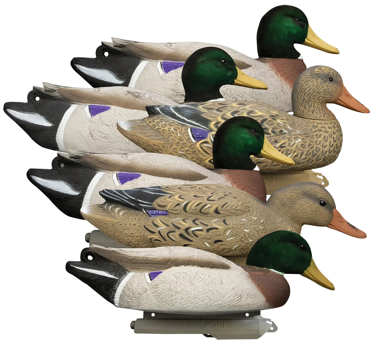 Higdon Outdoors 16034 Battleship  Oversized Mallards Species Multi Color Foam Filled Features Flocked Heads 6 Pack