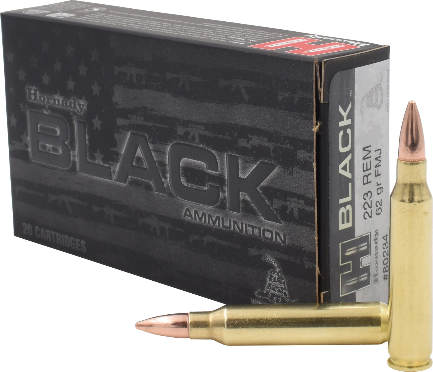 Hornady 80234 Black  223Rem 62gr Full Metal Jacket