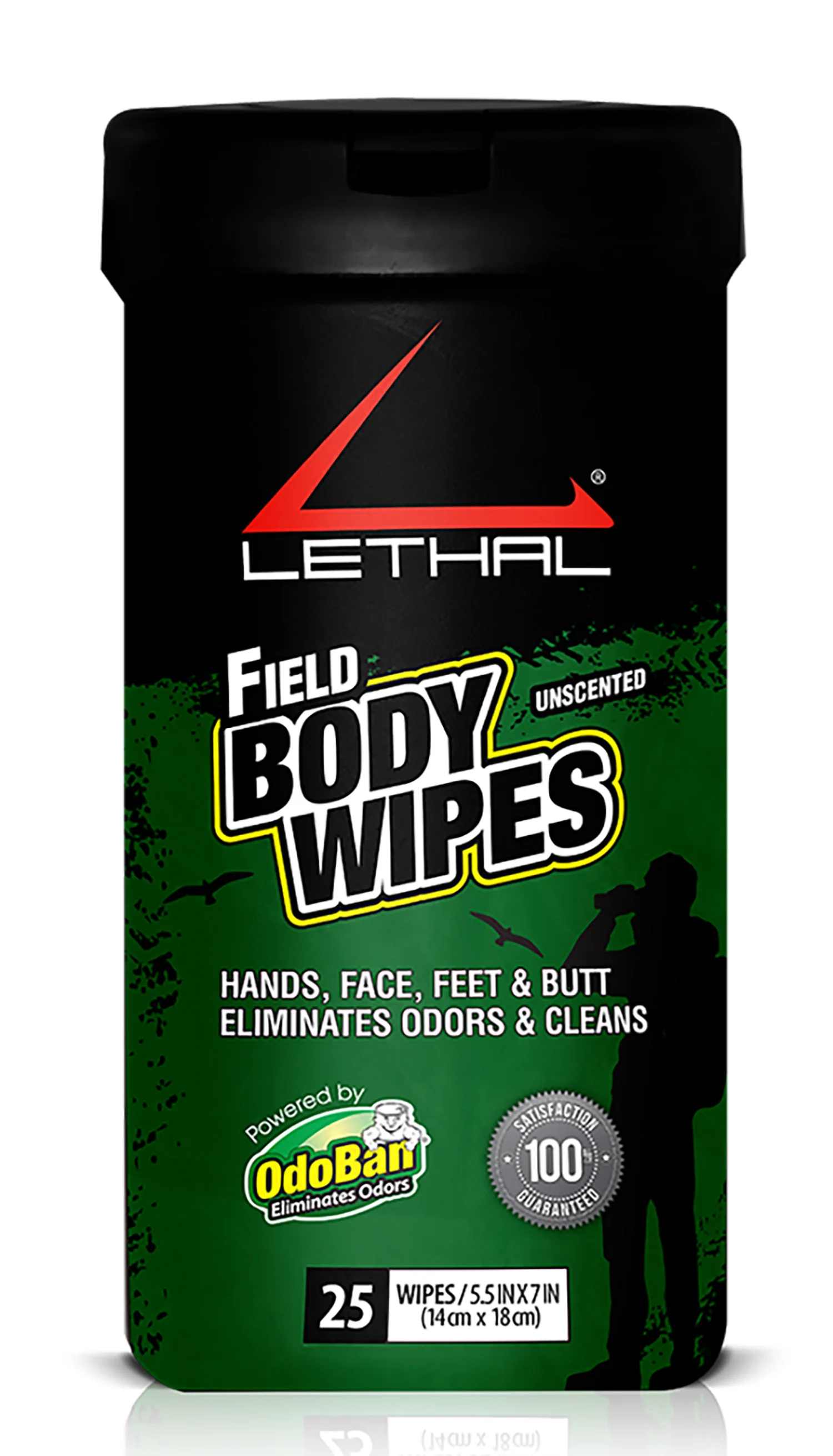 Lethal 9423W6725W Field Body Wipes Odor Eliminator Bamboo Fiber Wipes 25 Per Pkg