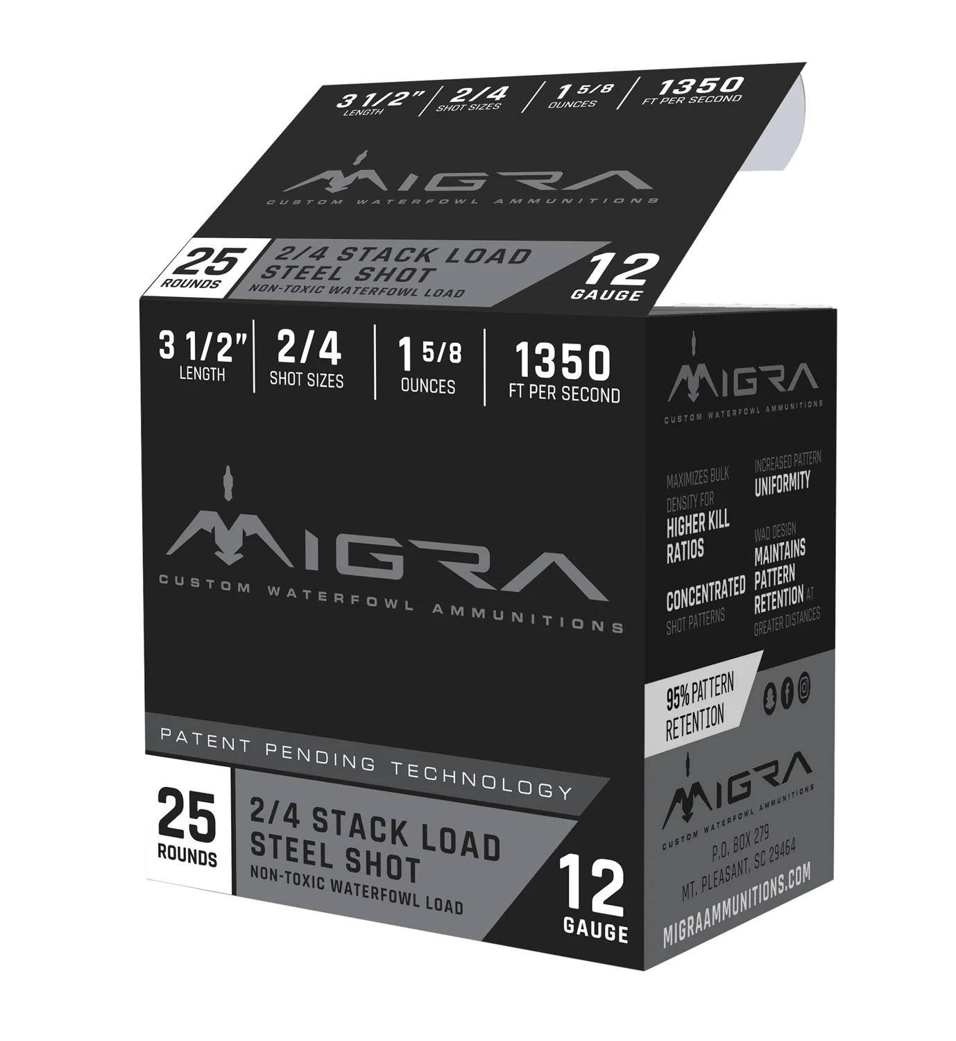 Migra Ammunitions M12LS24 Combinational  12 Gauge 3.50" 1 5/8 oz 2, 4 Shot 25 Per Box/10 Cs