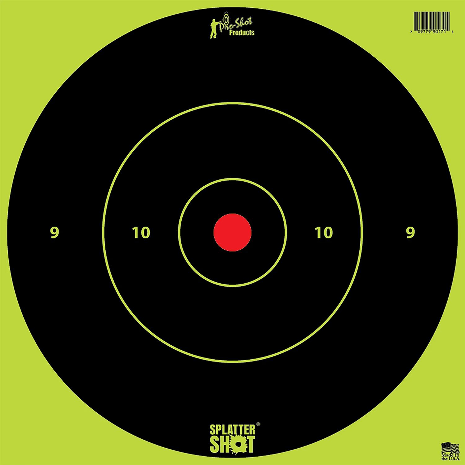 Pro-Shot 12BGREENTG12PK SplatterShot  12" Bullseye Hanging Heavy Paper Black/Red Impact Enhancement Yes White 12 PK