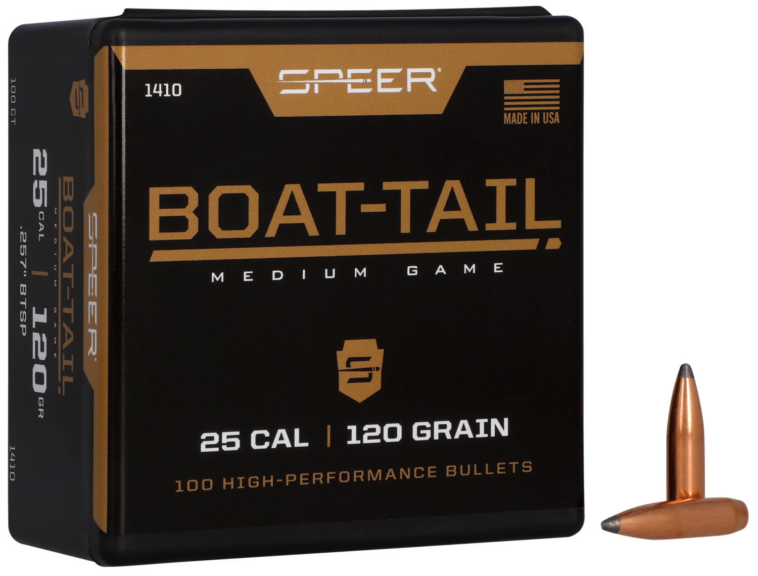 Speer 1410 Boat-Tail  25Cal 120gr Jacketed Soft Point Boat Tail 100 Per Box/5 Case
