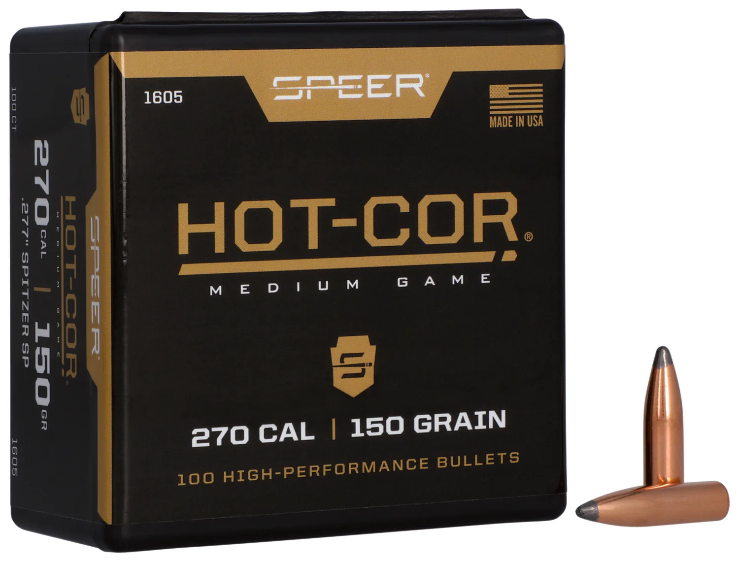 Speer 1605 Hot-Cor  277Cal 150gr Spitzer Soft Point 100 Per Box/5 Case
