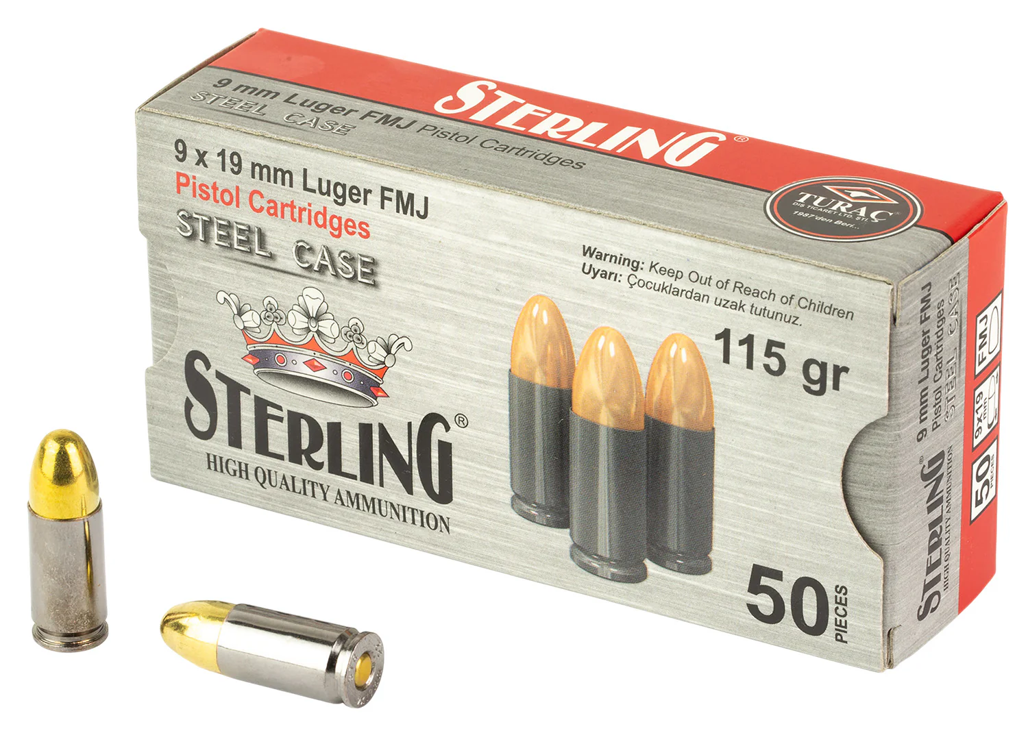 Sterling 8698779957674 9mm Luger 115gr Full Metal Jacket
