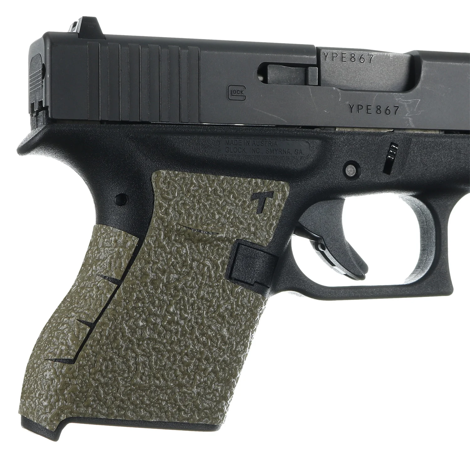 Talon Grips 100M Adhesive Grip  Compatible w/Glock 43, Moss Textured Rubber