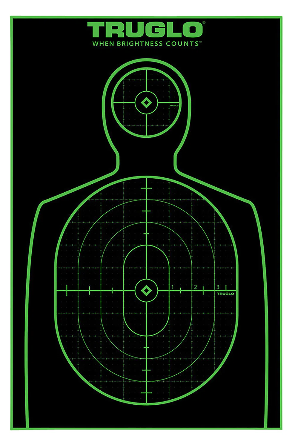 TruGlo TG13A25 Tru-See Handgun Target Self-Adhesive Heavy Paper Black/Green 12"x18" Silhouette 25 Pack