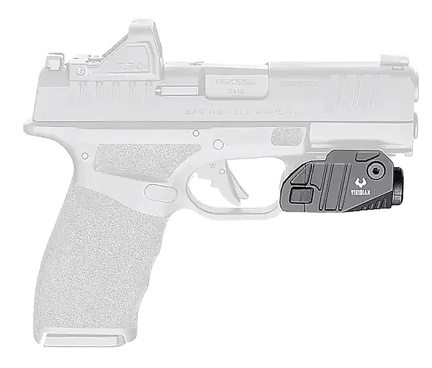 Viridian 9300048 CTL Custom for Springfield Hellcat Pro  Black Anodized 525 Lumens White LED
