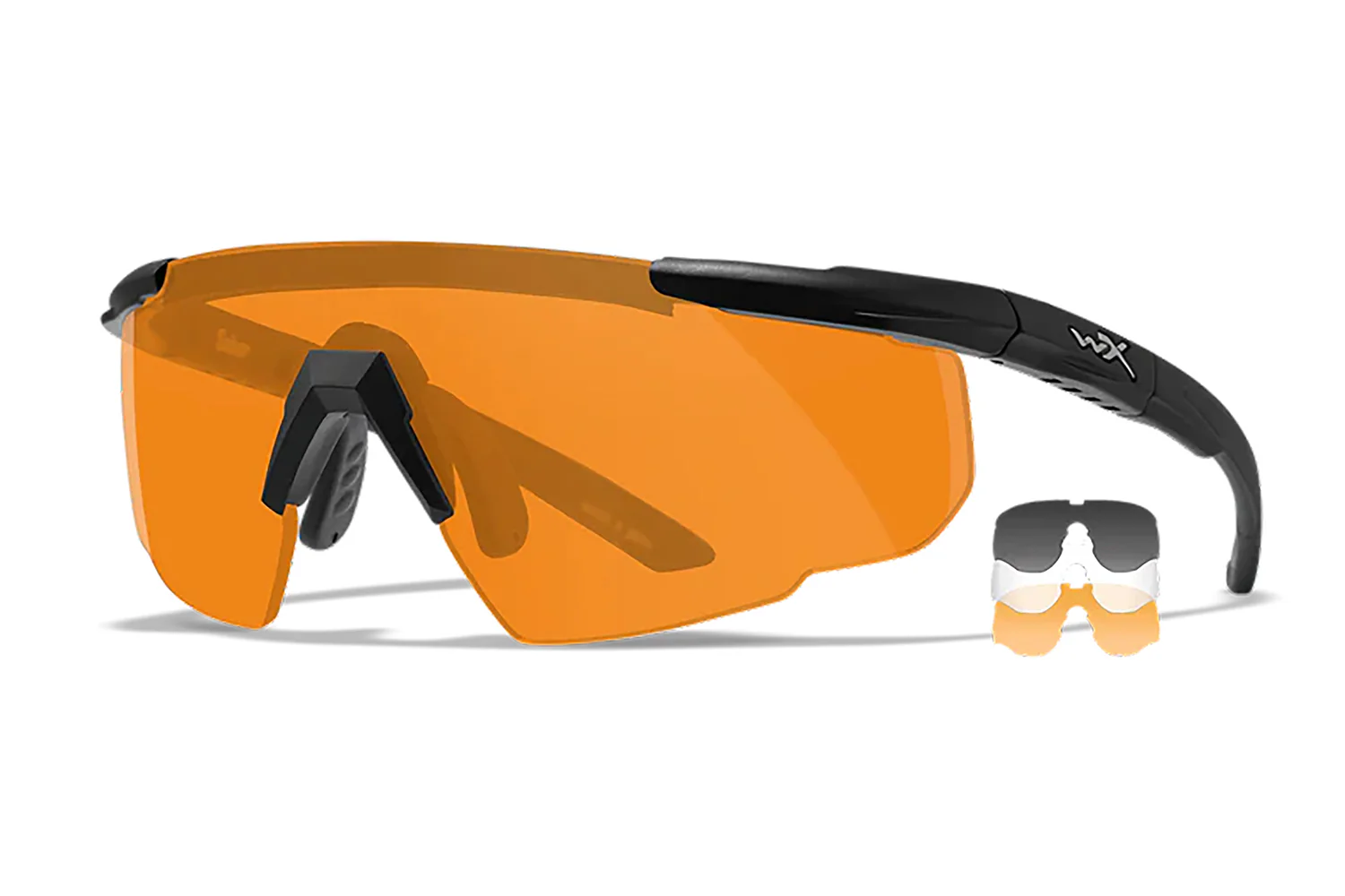Wiley X 308 Saber Advanced  Smoke Gray/Clear/Light Rust Lens Polycarbonate Matte Black Frame